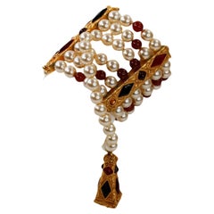 Bracelet vintage Christian Dior en or et fausses perles Circa 1980