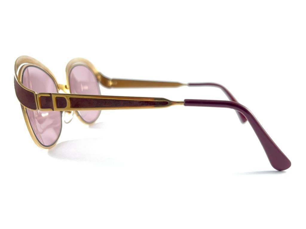 Vintage Christian Dior Gold & Burgundy Sunglasses Made in Austria For Sale 5
