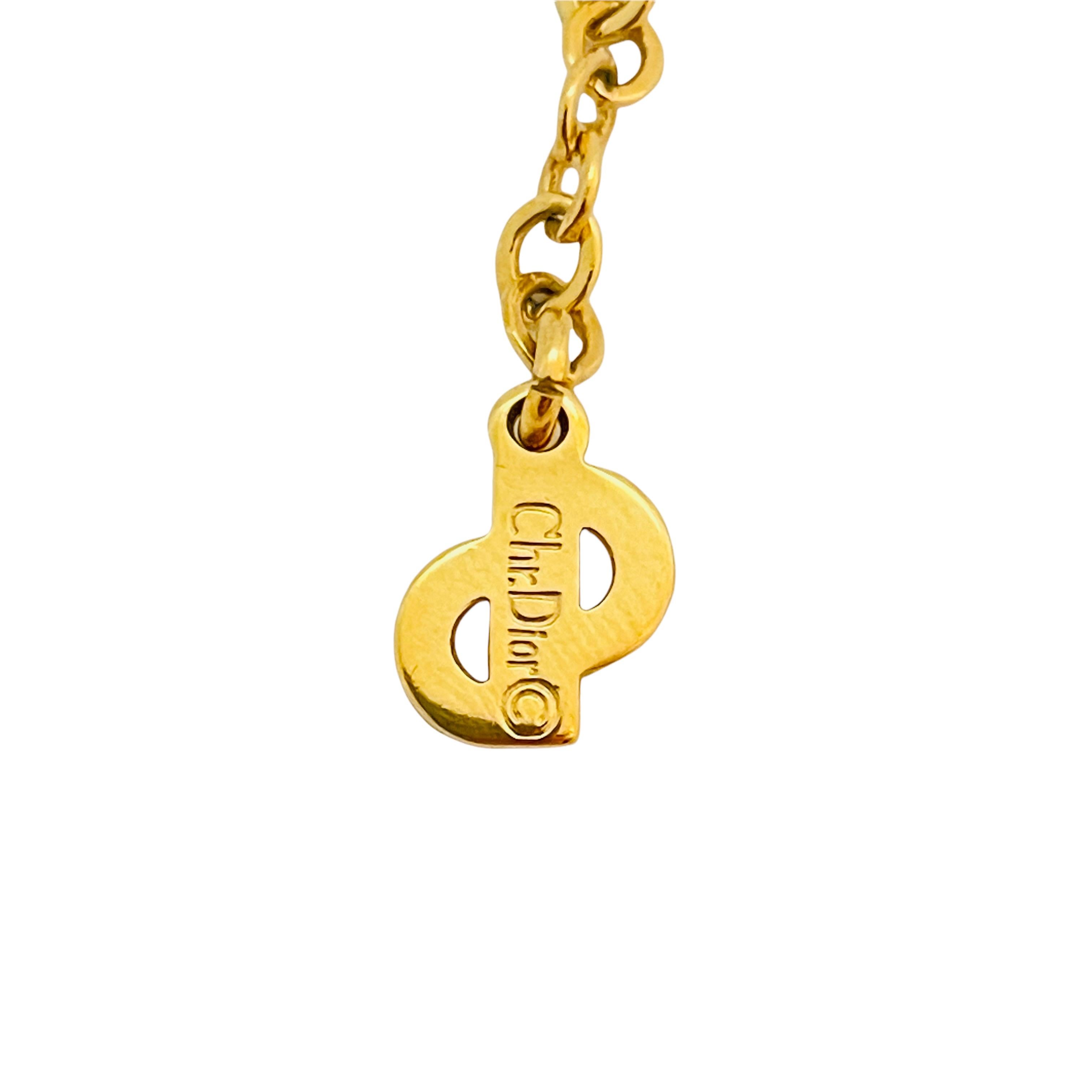 CHRISTIAN DIOR Collier vintage de créateur haute couture avec chaîne en or et émeraudes, défilé Pour femmes en vente