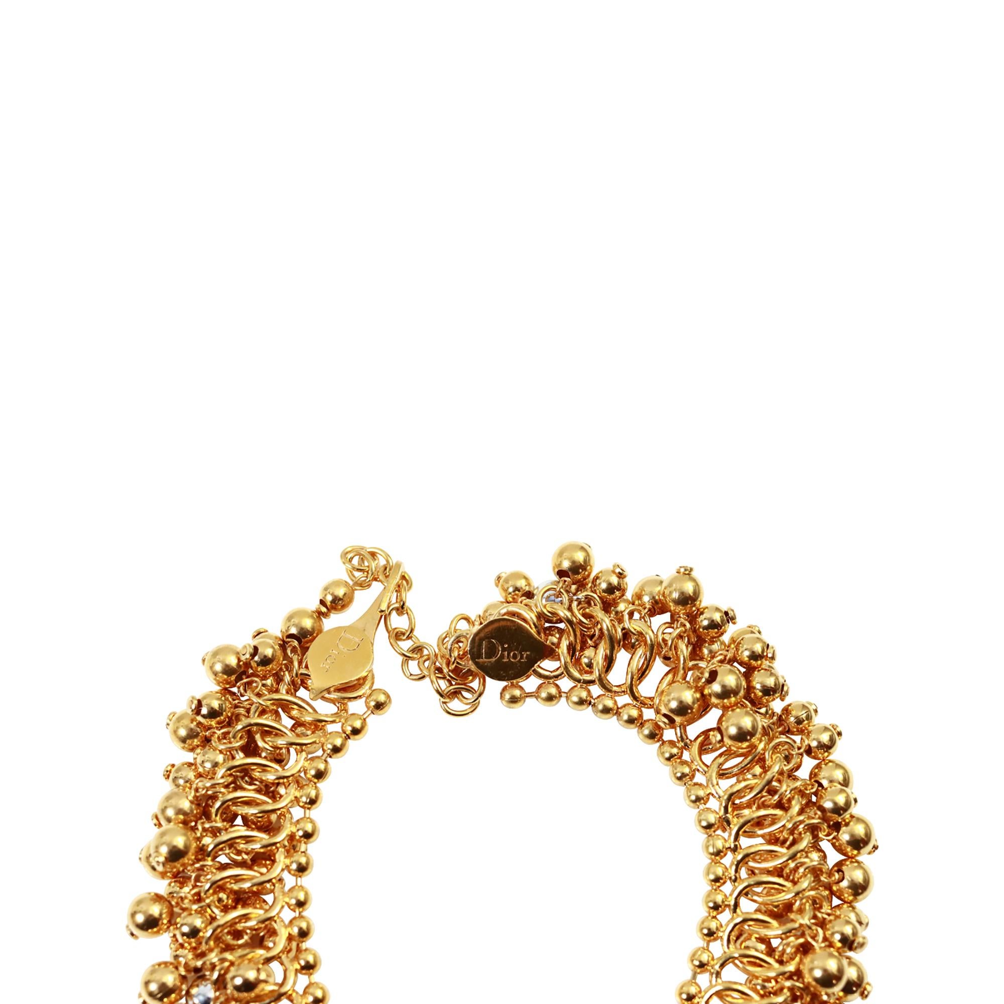 Vintage Christian Dior Gold Choker Necklace with Dangling Balls Circa 2000 In Good Condition For Sale In New York, NY