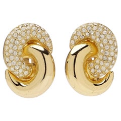 Vintage Christian Dior Gold & Crystal Clip-On Earrings