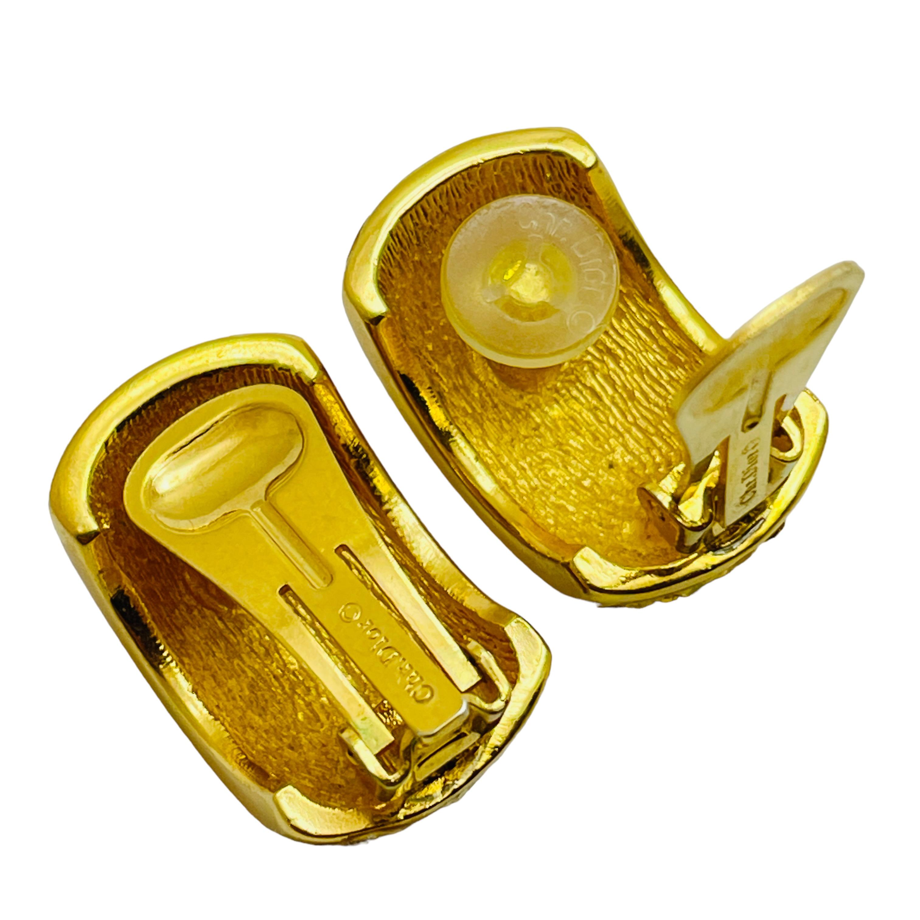 CHRISTIAN DIOR Vintage Designer Laufsteg-Ohrclips aus Goldkristall, CHRISTIAN DIOR im Zustand „Gut“ im Angebot in Palos Hills, IL