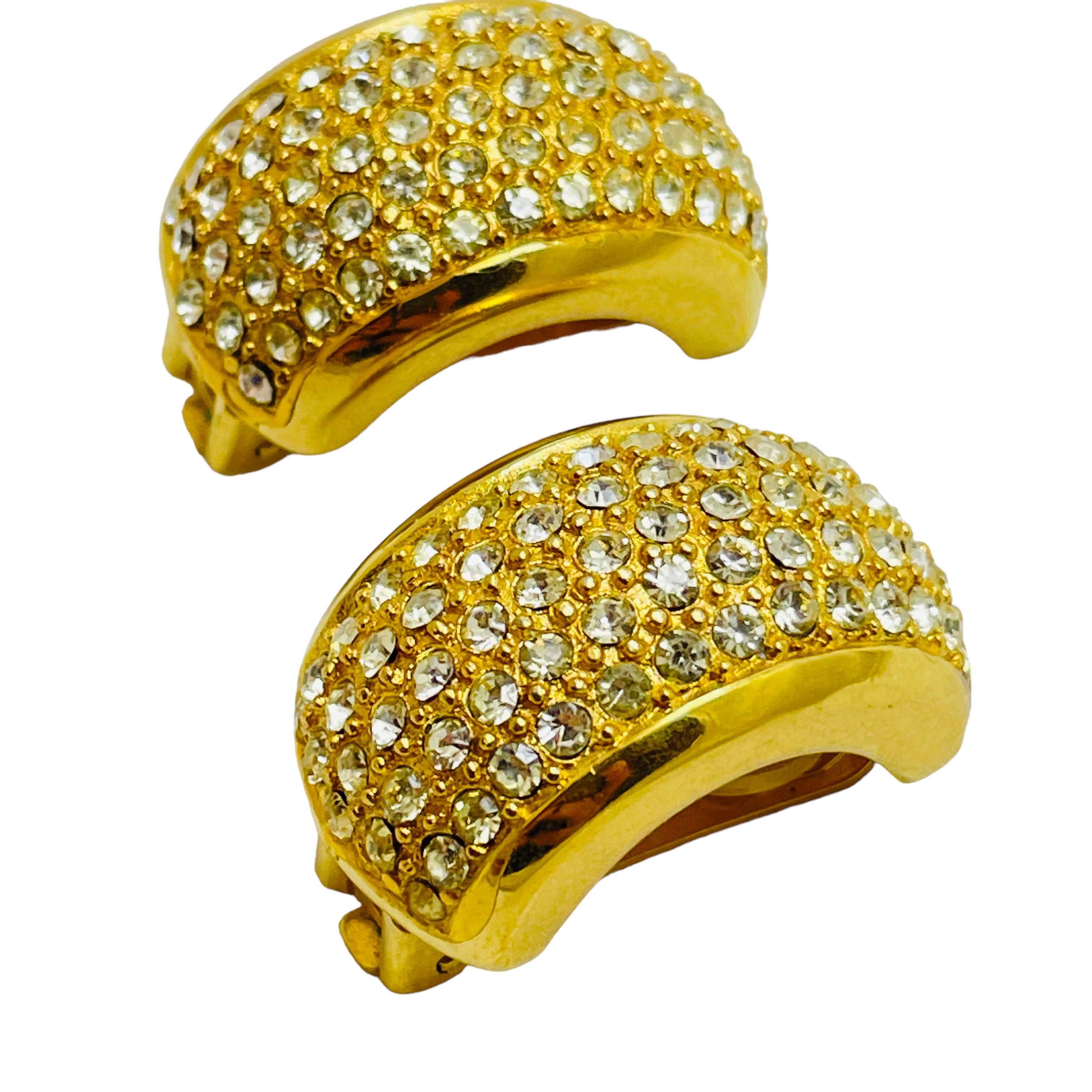 CHRISTIAN DIOR Vintage Designer Laufsteg-Ohrclips aus Goldkristall, CHRISTIAN DIOR Damen im Angebot
