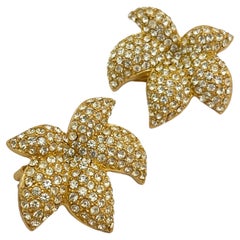 Boucles d'oreilles clip CHRISTIAN DIOR en cristal or