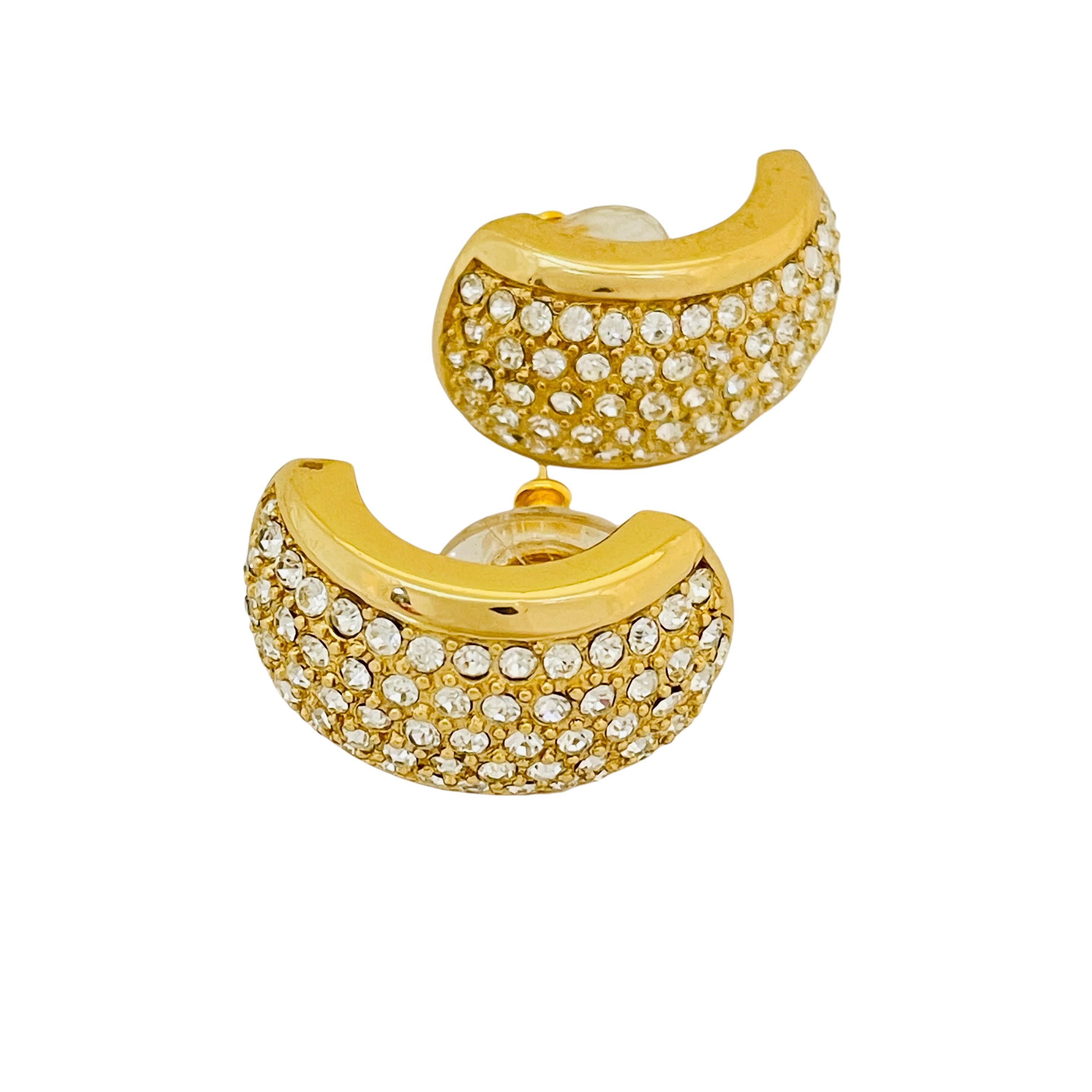 Women's Vintage CHRISTIAN DIOR gold crystal designer runway earrings For Sale