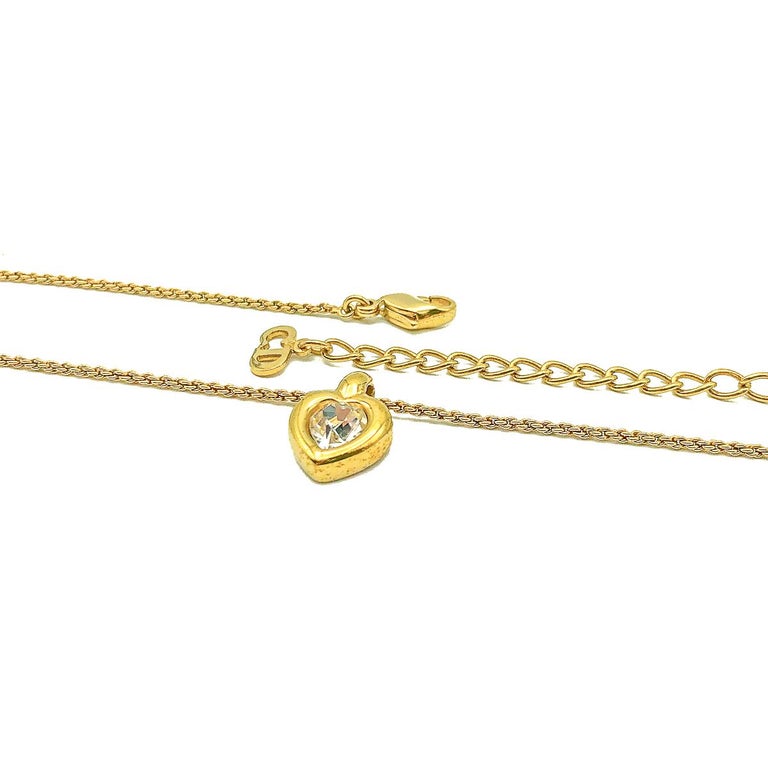Vintage Christian Dior Gold Crystal Heart Necklace 1980s For Sale At 1stdibs Vintage Christian Dior Gold Crystal Heart Necklace 1980s For Sale At 1stdibs