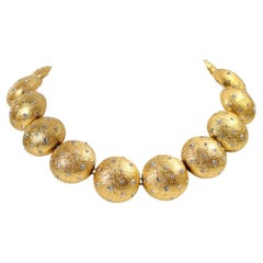 Vintage Christian Dior Gold Disc Necklace with Crystals Circa 1980s