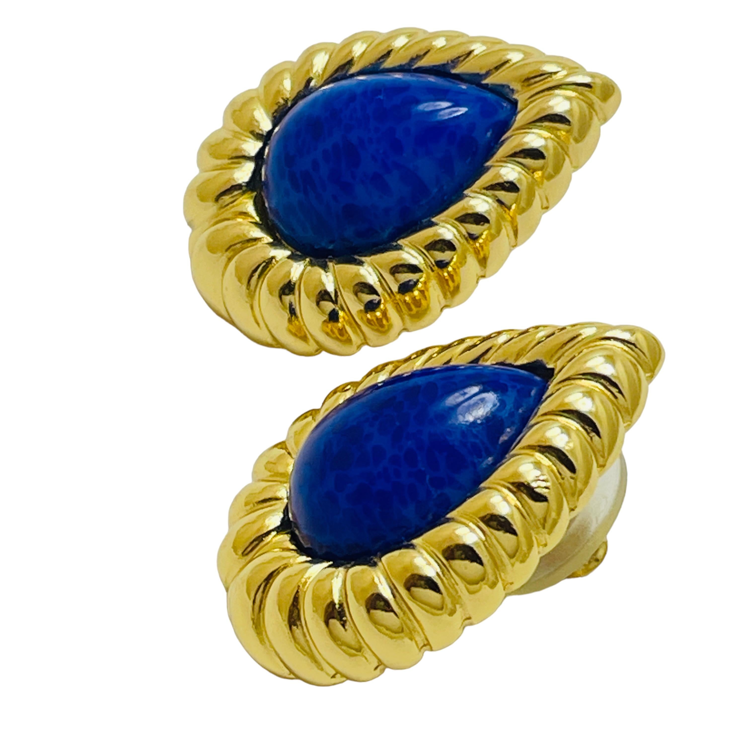 Donna Orecchini d'epoca CHRISTIAN DIOR in finto lapis dorato in vendita