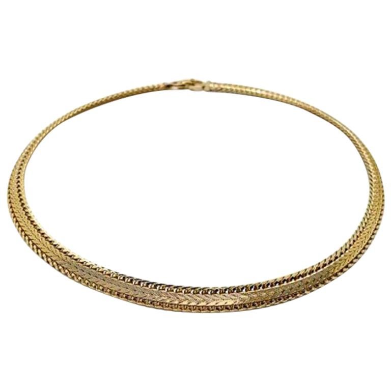 Vintage Christian Dior Gold Herringbone Collar 1980s