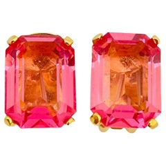 Vintage CHRISTIAN DIOR gold hot pink crystal runway earrings