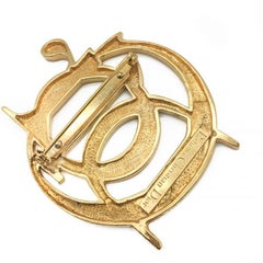 Vintage Christian Dior Gold Interlocking Logo Brooch 1990s