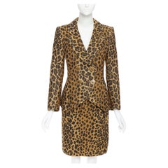 vintage CHRISTIAN DIOR gold lurex leopard jacquard jacket skirt suit FR40 M