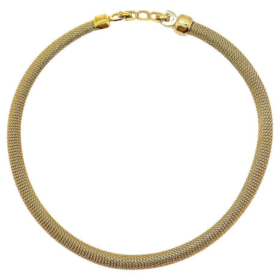 Vintage Christian Dior Gold Mesh Collar 1980s For Sale