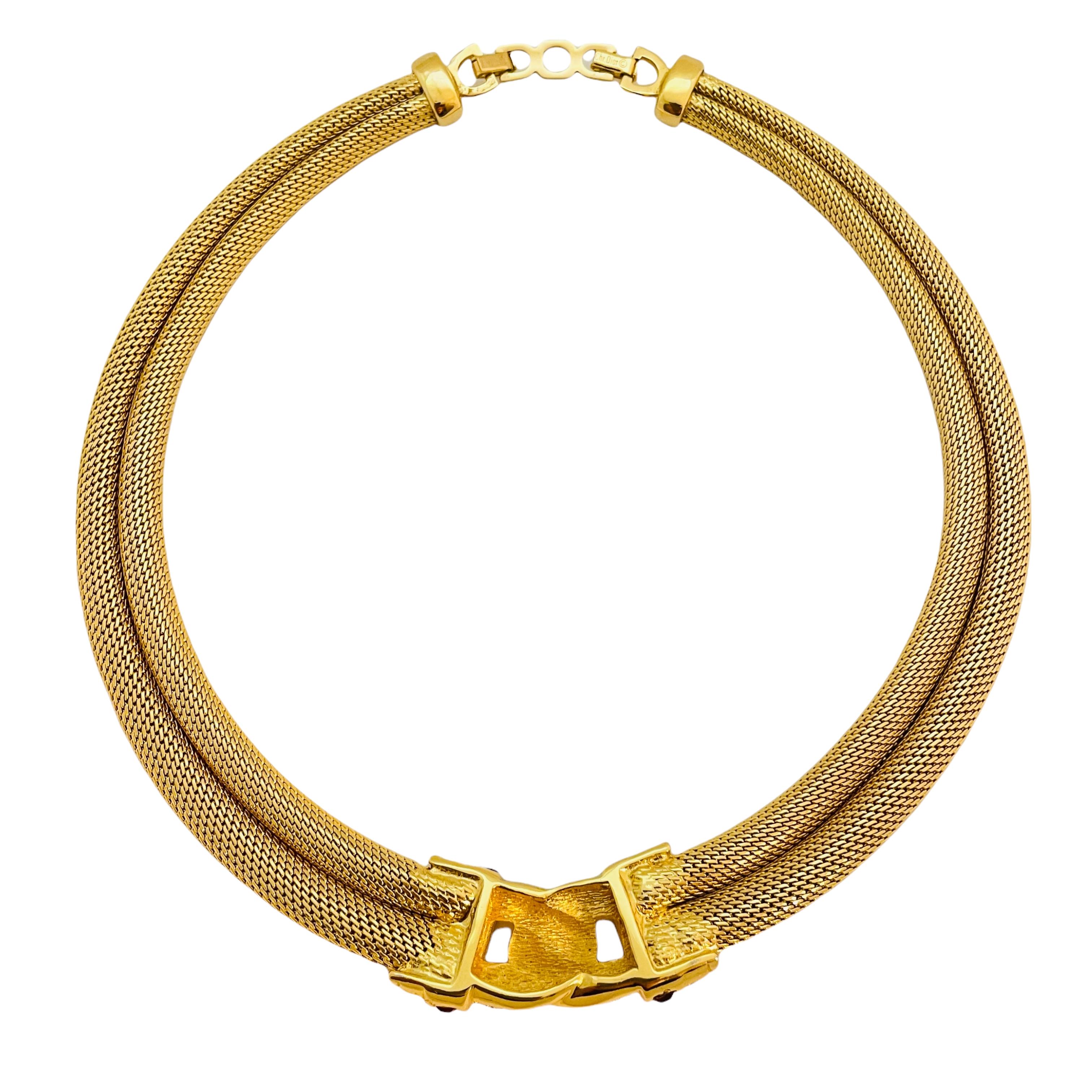CHRISTIAN DIOR, Designer-Laufsteg-Haute-Couture-Halskette, Gold-Netzkristall, CHRISTIAN Damen im Angebot