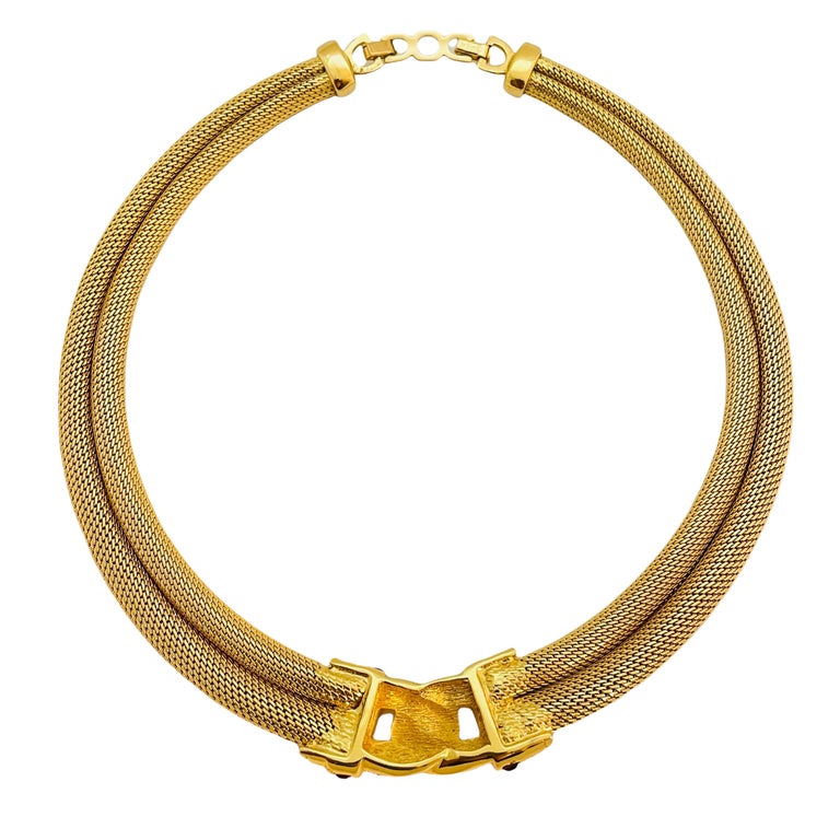 Vintage CHRISTIAN DIOR gold mesh crystal designer runway haute couture