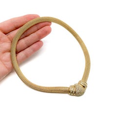Vintage Christian Dior Statement Gold Mesh & Rhinestone Crystal Collar 1980s