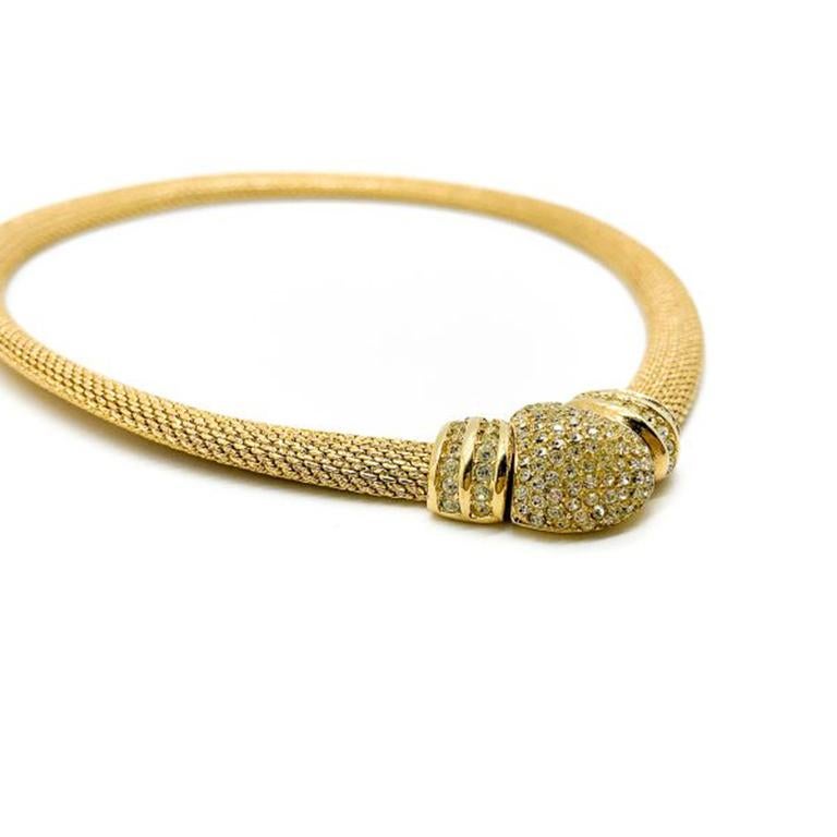 gold mesh necklace with crystals