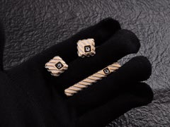 Vintage Christian Dior Gold Plate & Onyx Cufflinks Circa 1990 In Original Case