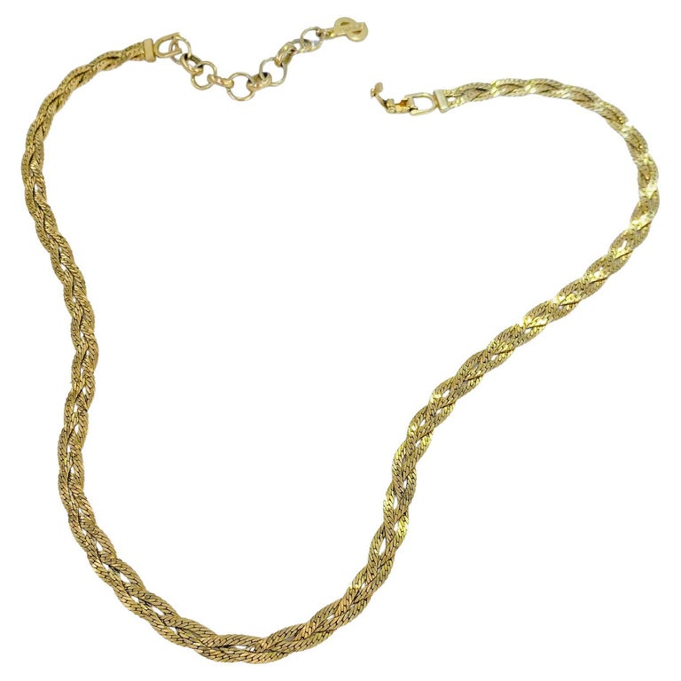 Vintage Christian Dior Gold Plated Chain Necklace 1980s at 1stDibs
