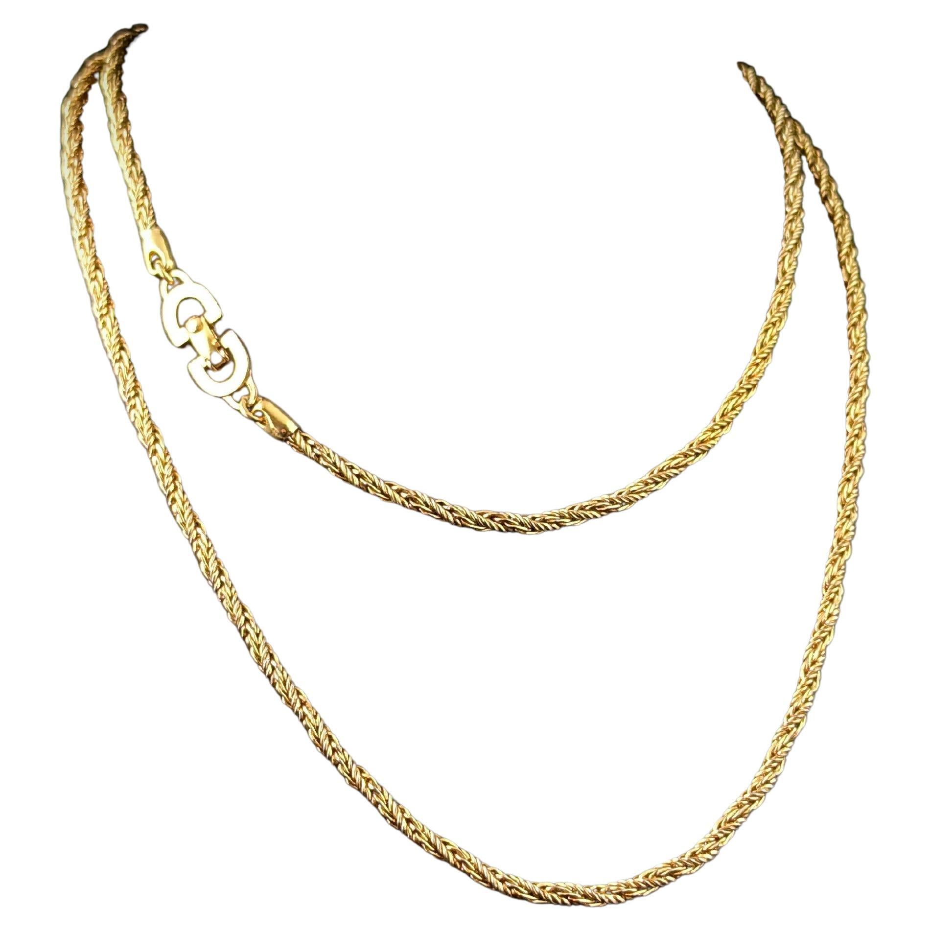 Vintage Christian Dior gold plated chain necklace For Sale