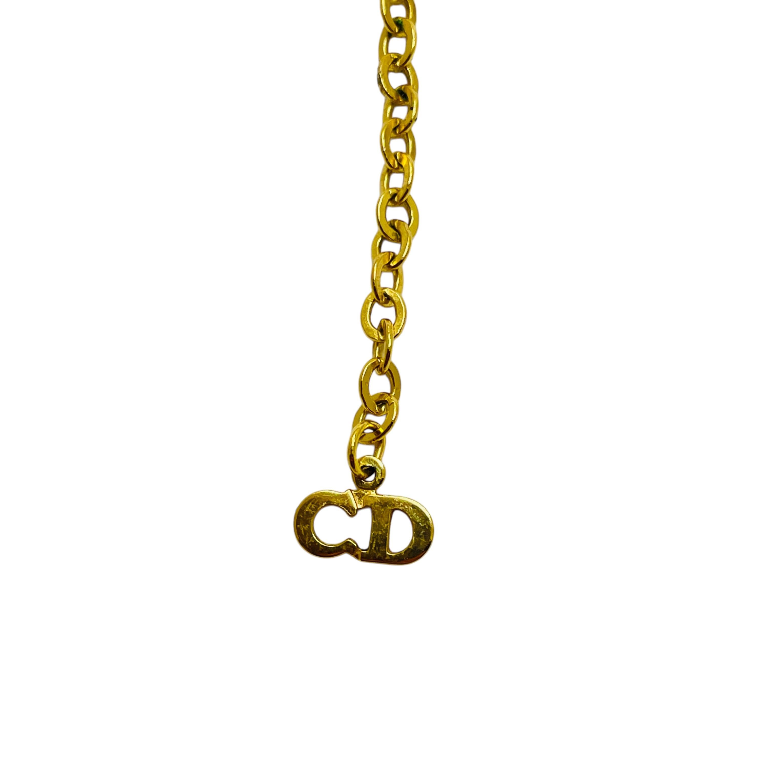 Collana vintage CHRISTIAN DIOR placcata in oro con cristalli e perle, firmata Runway In condizioni buone in vendita a Palos Hills, IL