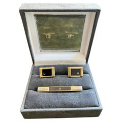Vintage Christian Dior Gold Plated Cufflinks & Tie Circa 1980 In Original Case