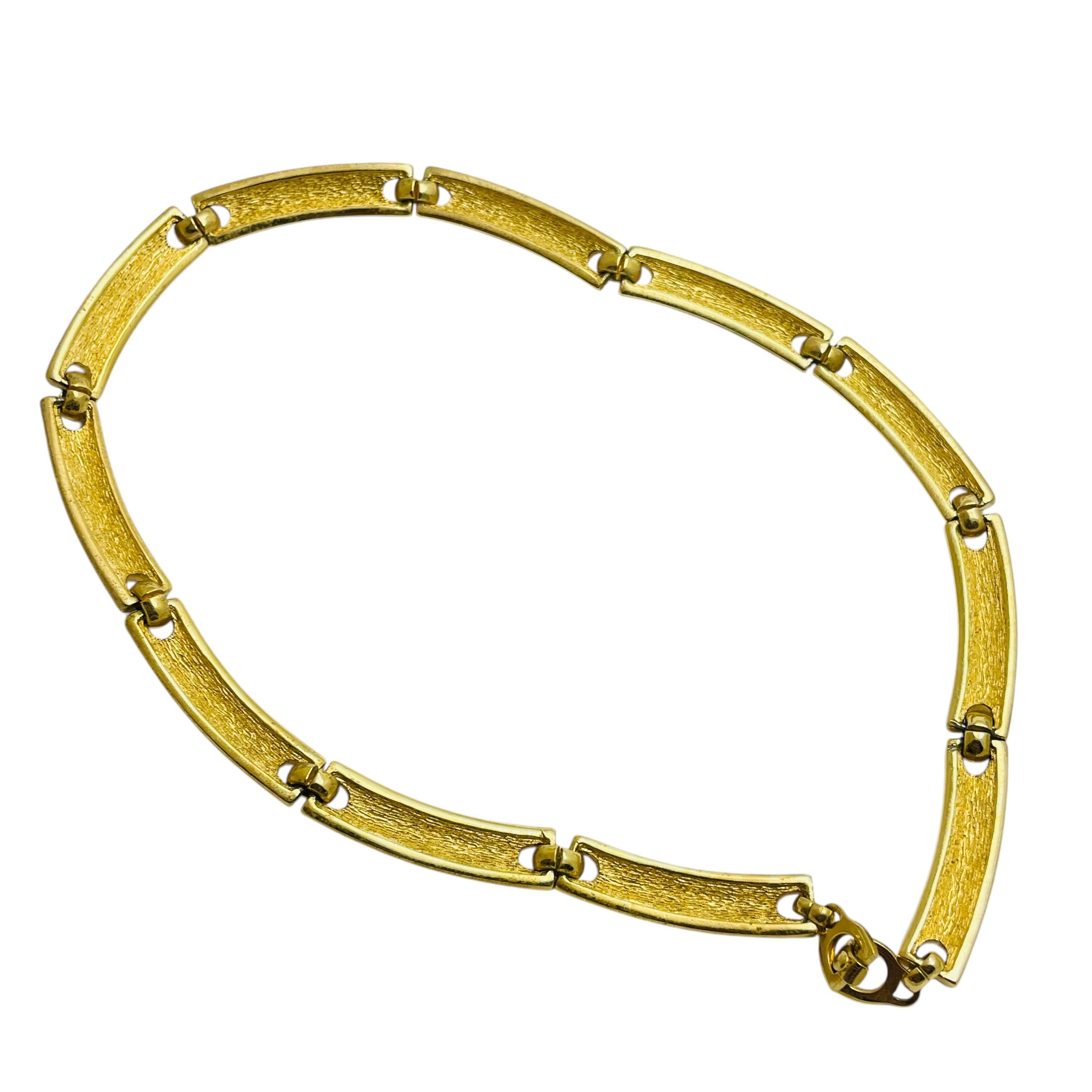 Women's Vintage CHRISTIAN DIOR gold plated enamel crystals designer runway necklace For Sale