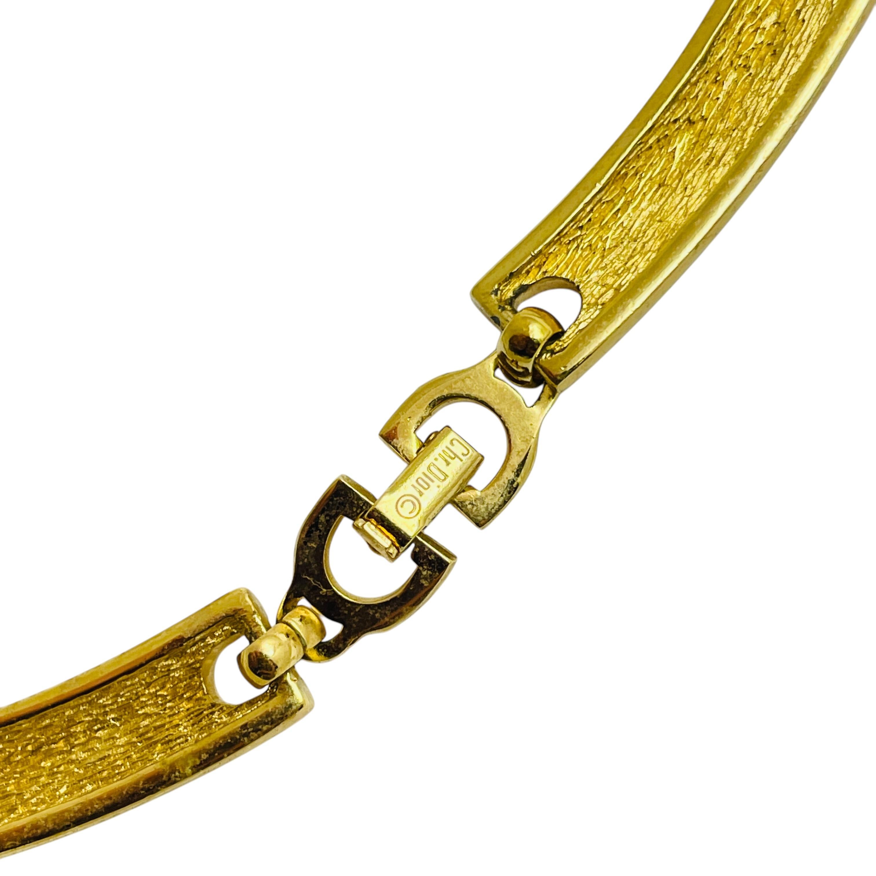 Vintage CHRISTIAN DIOR gold plated enamel crystals designer runway necklace For Sale 1