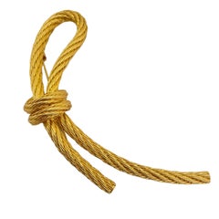 Vintage CHRISTIAN DIOR gold rope designer runway couture brooch