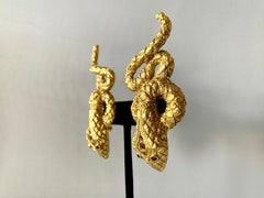 Vintage Christian Dior Gold Snake Statement Earrings