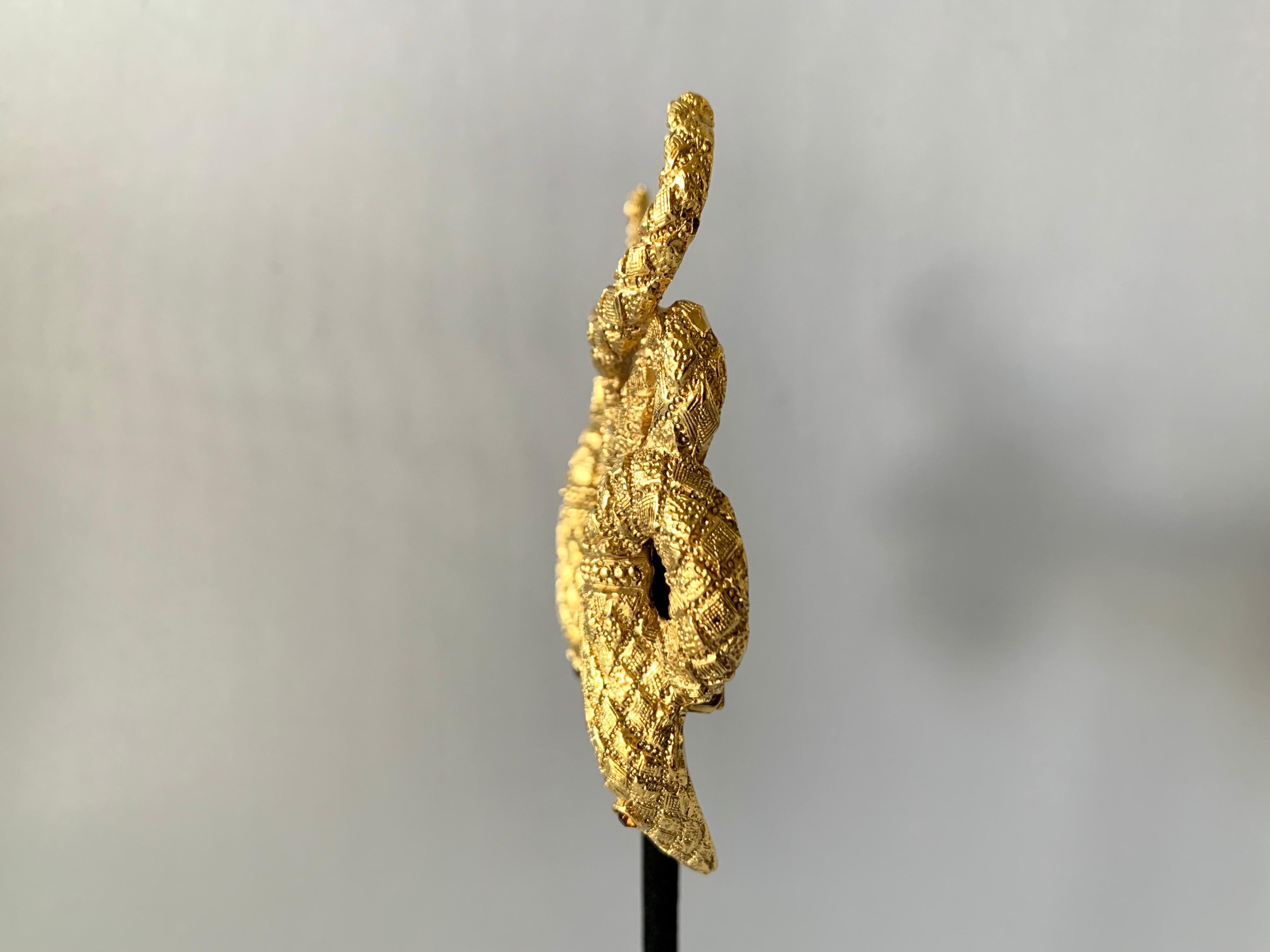 Artisan Vintage Christian Dior Gold Snake Statement Earrings