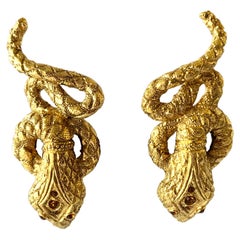 Vintage Christian Dior Gold Snake Statement Earrings