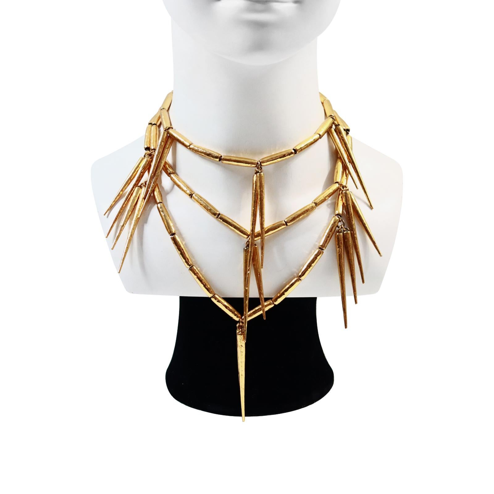 Vintage Christian Dior Gold Spike Necklace Circa 1980s For Sale 6