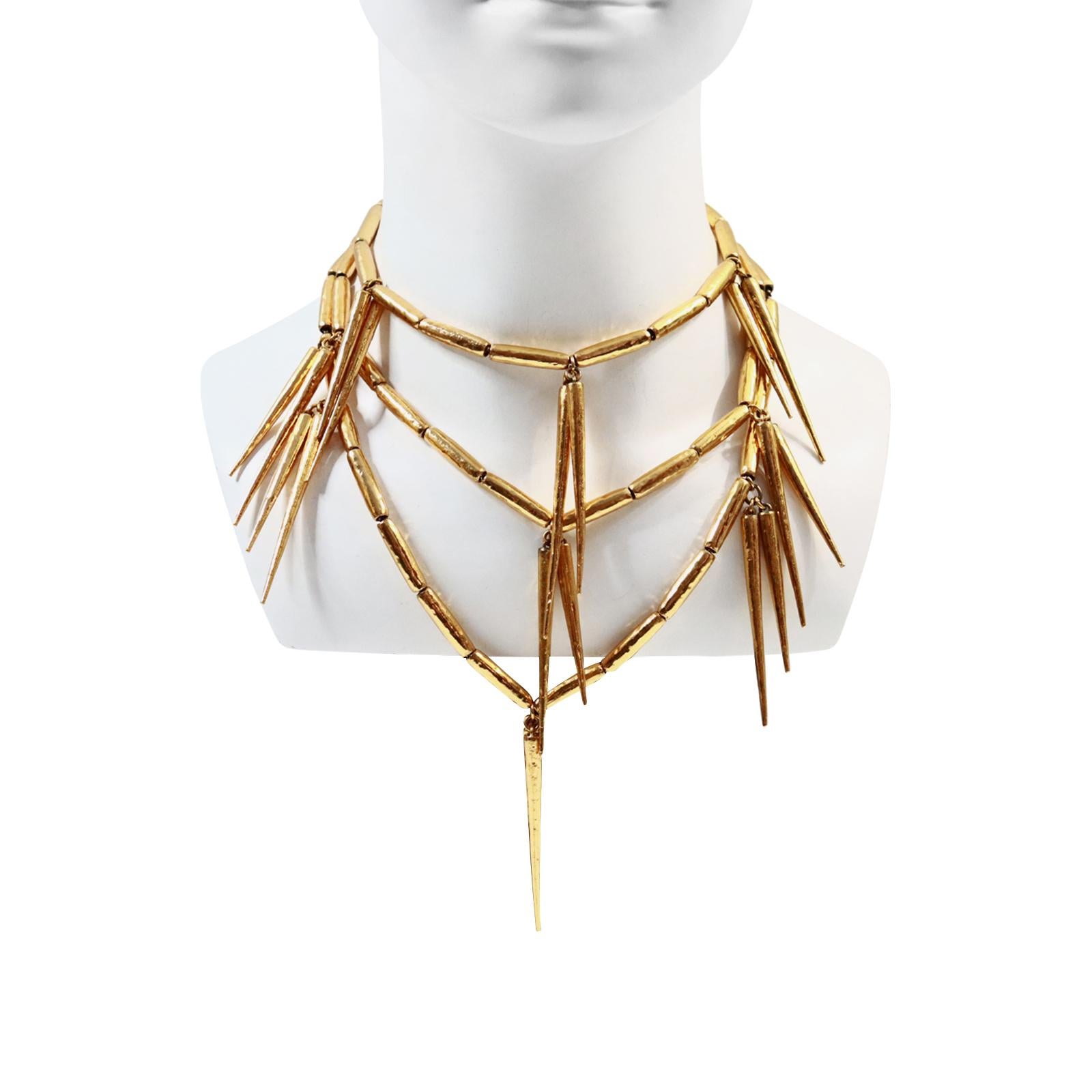 Vintage Christian Dior Gold Spike Necklace Circa 1980s For Sale 7