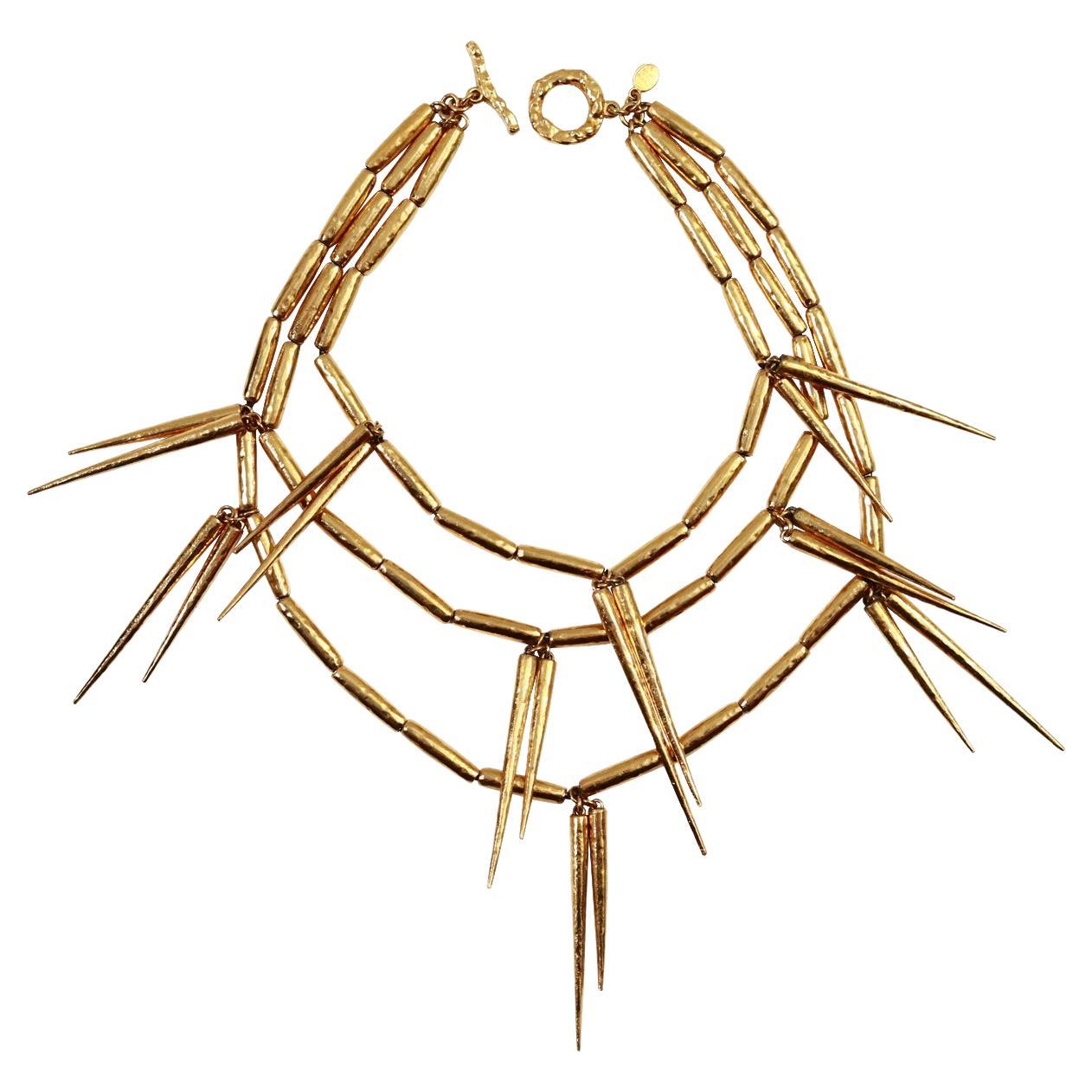 Vintage Christian Dior Gold Spike Necklace Circa 1980s.  Now this is the crème de la crème.  This is such a special piece and belongs  to a collector where the buyer understands the value of this piece. This is an iconic Christian Dior piece from