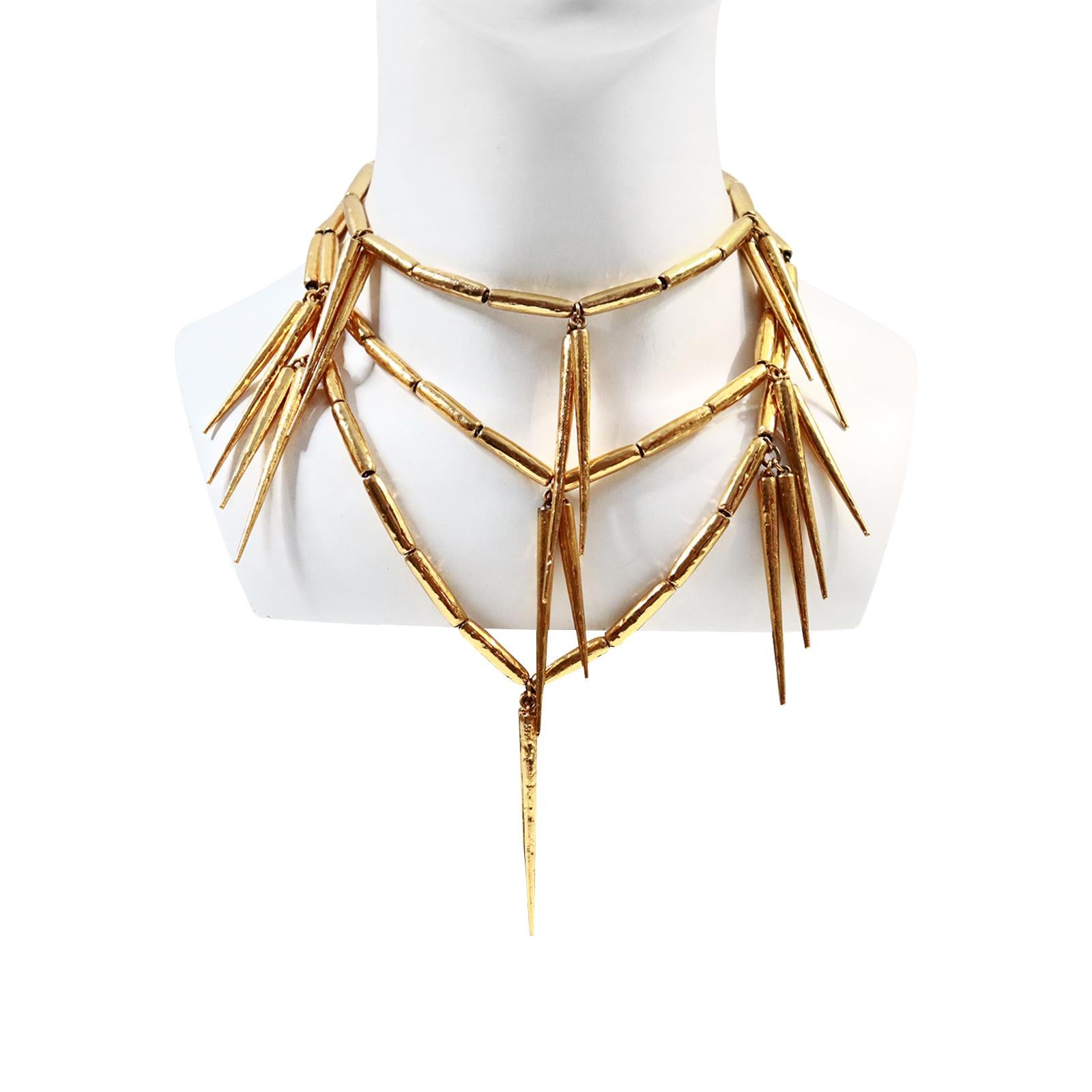 Women's or Men's Vintage Christian Dior Gold Spike Necklace Circa 1980s For Sale