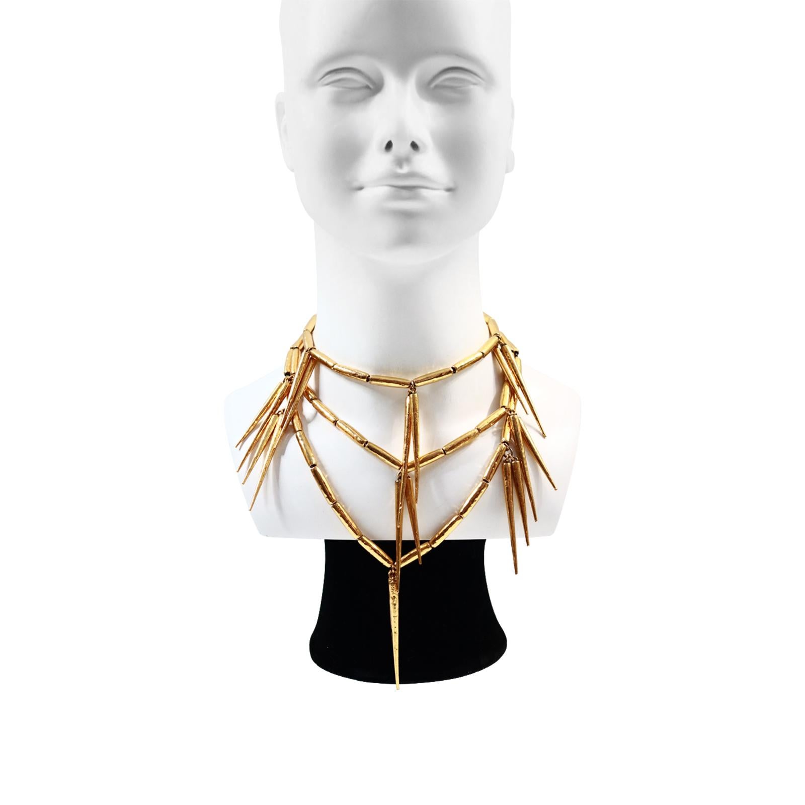 Vintage Christian Dior Gold Spike Necklace Circa 1980s For Sale 1
