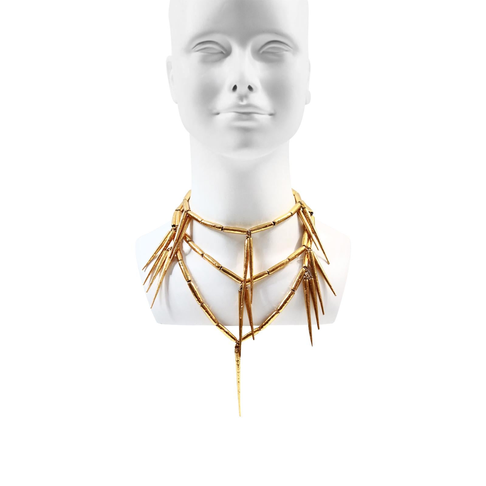 Vintage Christian Dior Gold Spike Necklace Circa 1980s For Sale 2