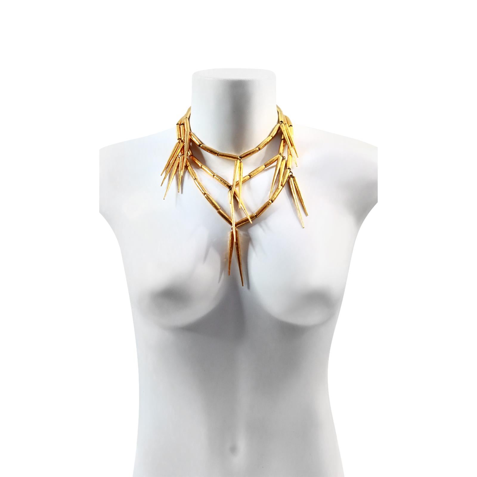Vintage Christian Dior Gold Spike Necklace Circa 1980s For Sale 3