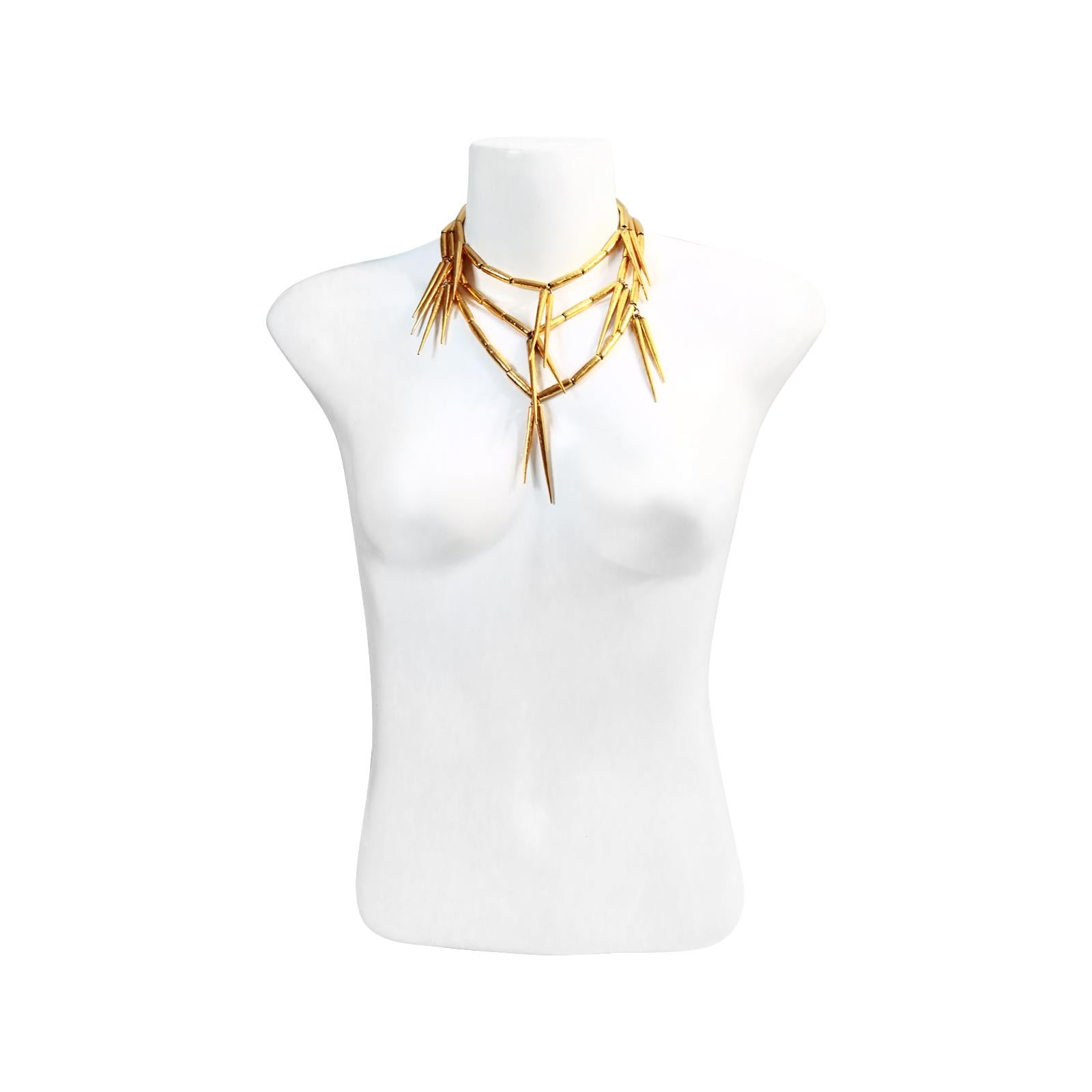 Vintage Christian Dior Gold Spike Necklace Circa 1980s For Sale 4