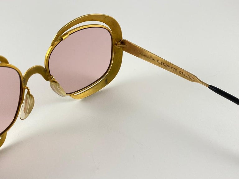 Vintage Ultra Rare Christian Dior Gold Sunglasses Made in Austria 1970\'s VINTAGE CHRISTIAN DIOR MISS DIOR MASK OVERSIZED 70 main image 3