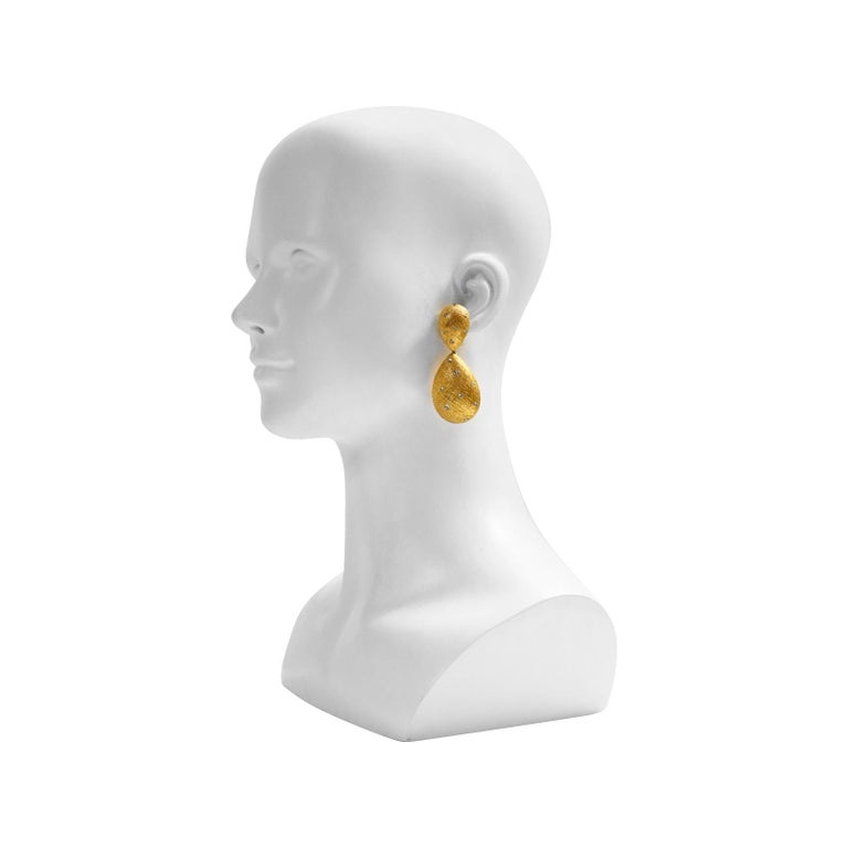 Vintage Christian Dior Gold Tear Drop Crystal Earrings, circa 1980s at