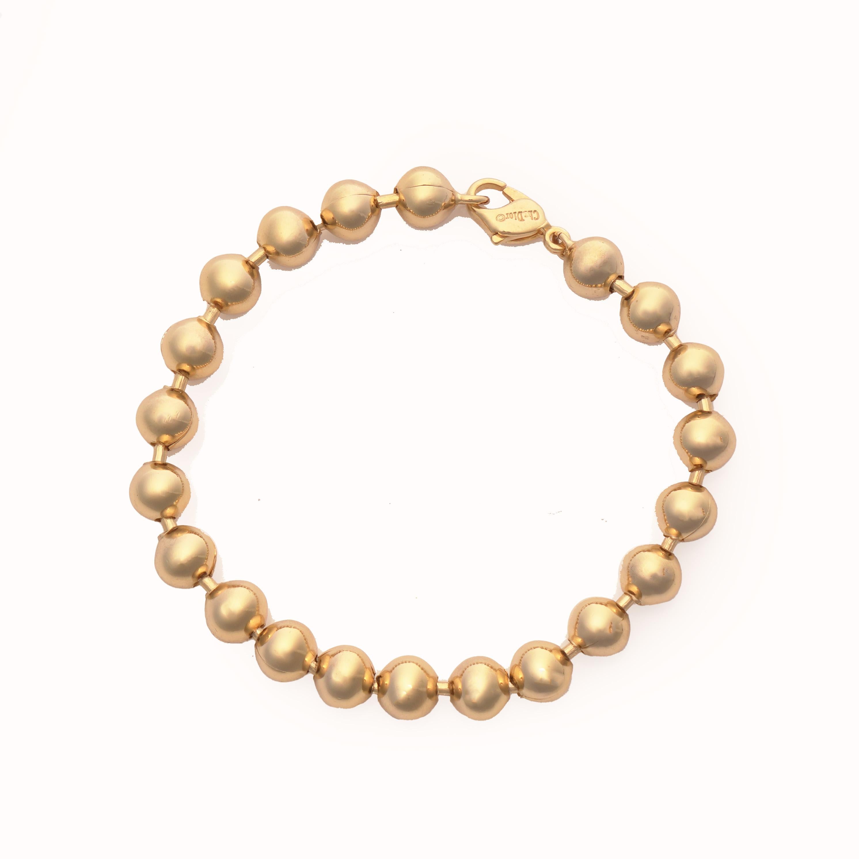Christian Dior vintage  Gold-Tone Beaded Bracelet For Sale 4