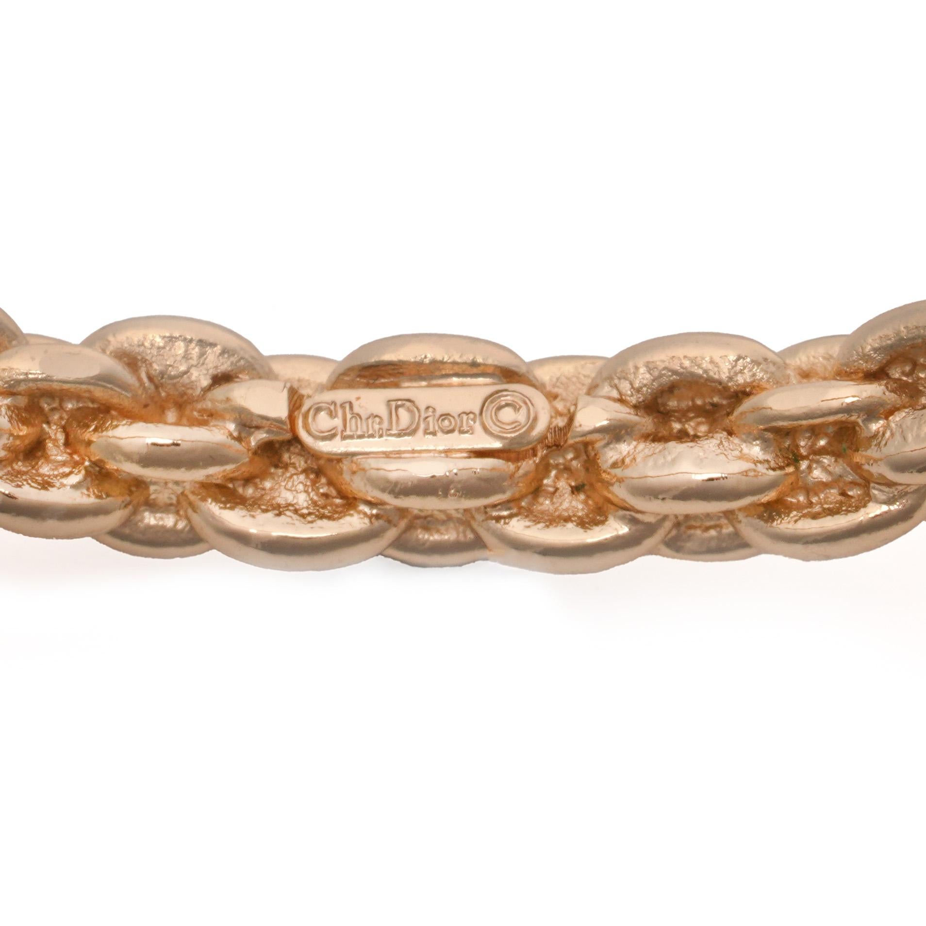 Vintage Christian Dior Gold-Tone Chain Link Motif Bangle Bracelet im Zustand „Hervorragend“ im Angebot in Braintree, GB