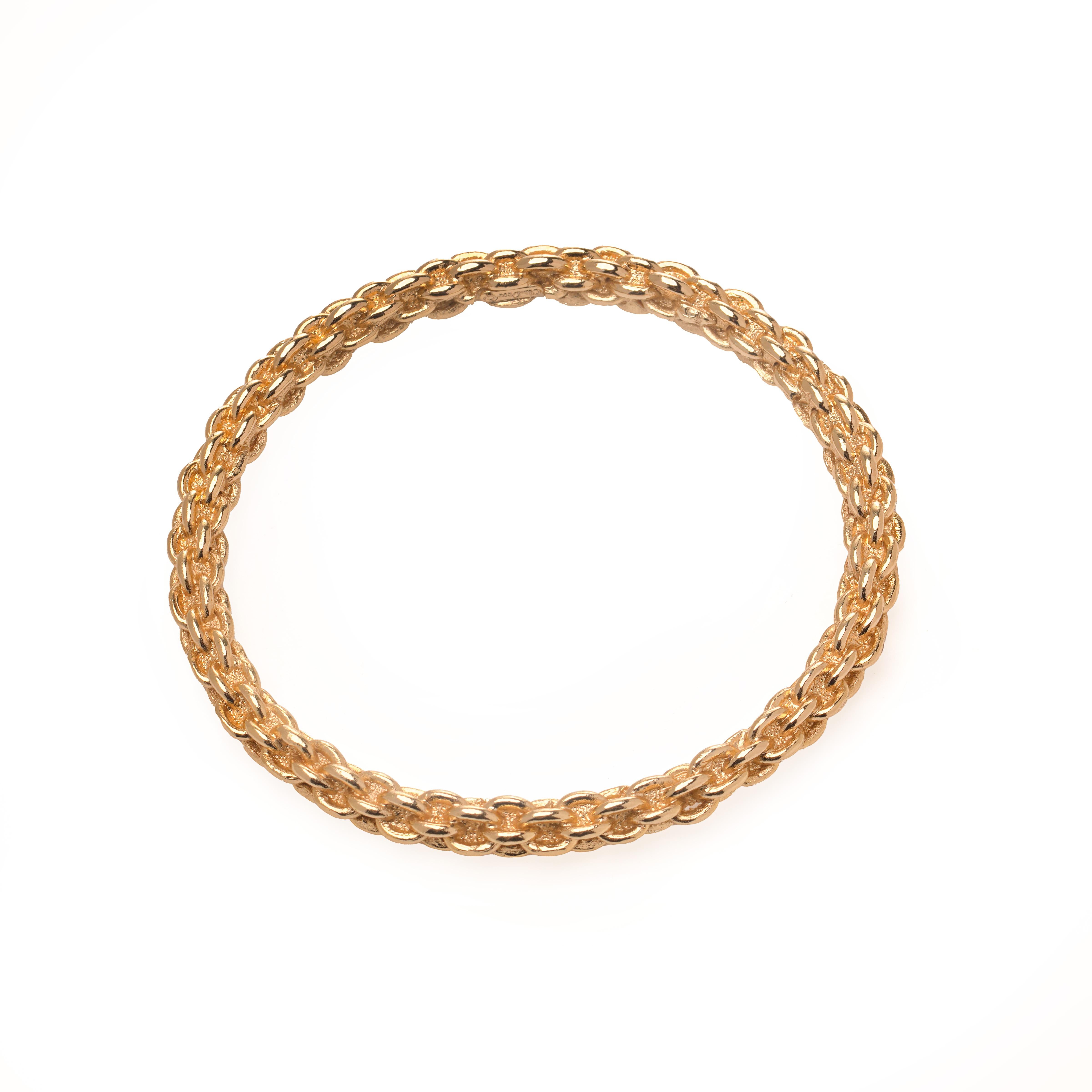 Vintage Christian Dior Gold-Tone Chain Link Motif Bangle Bracelet Damen im Angebot