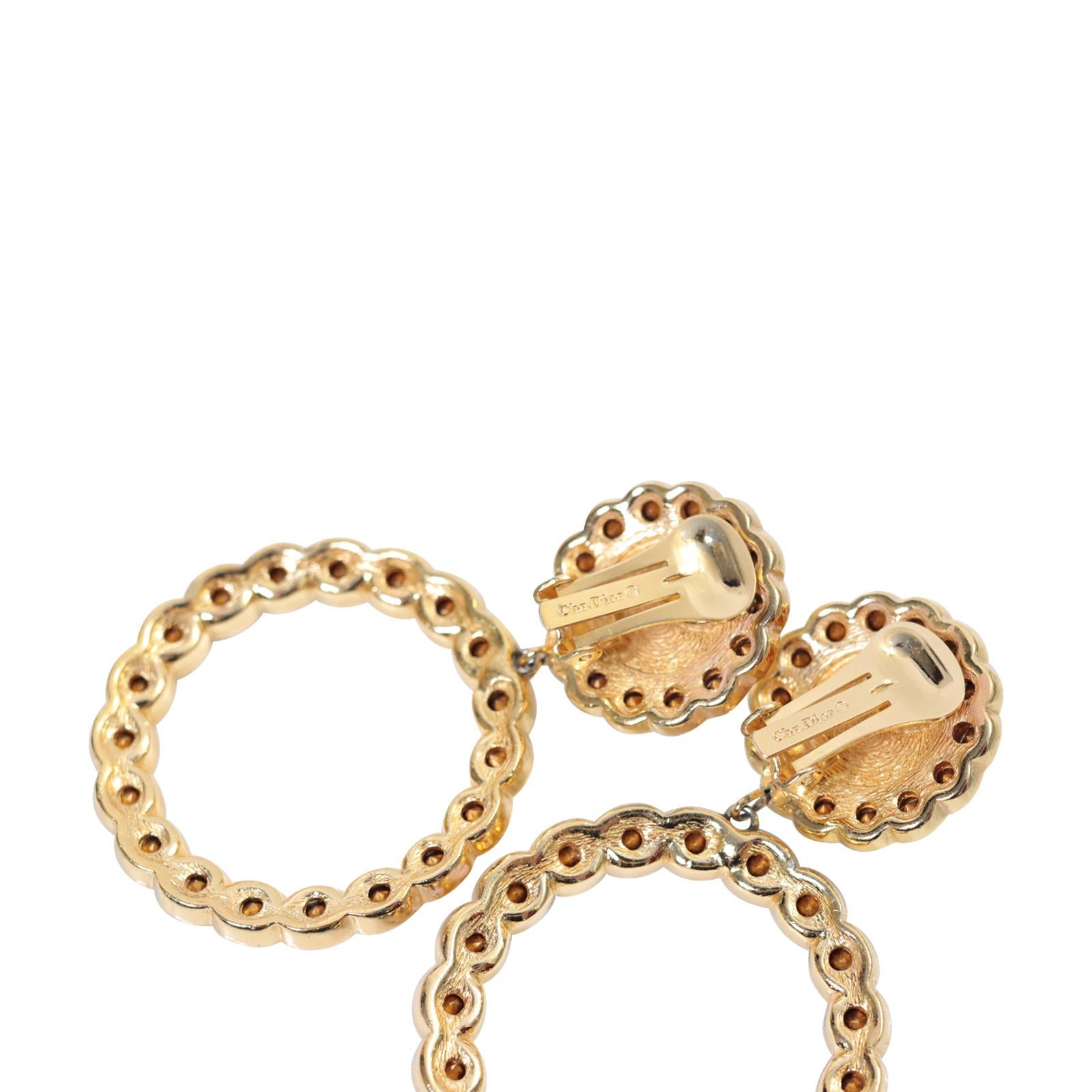 Goldfarbene Christian Dior Kristall-Ohrringe mit Tropfen, circa 1980er Jahre im Angebot 2
