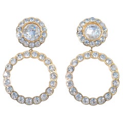 Vintage Christian Dior Gold Tone Drop Crystal Hoop Earrings, circa 1980s