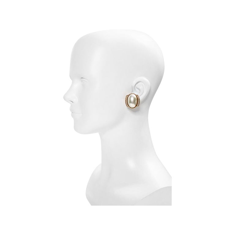 Artist Vintage Christian Dior Gold Tone Faux Pearl Earrings, circa 1980s For Sale