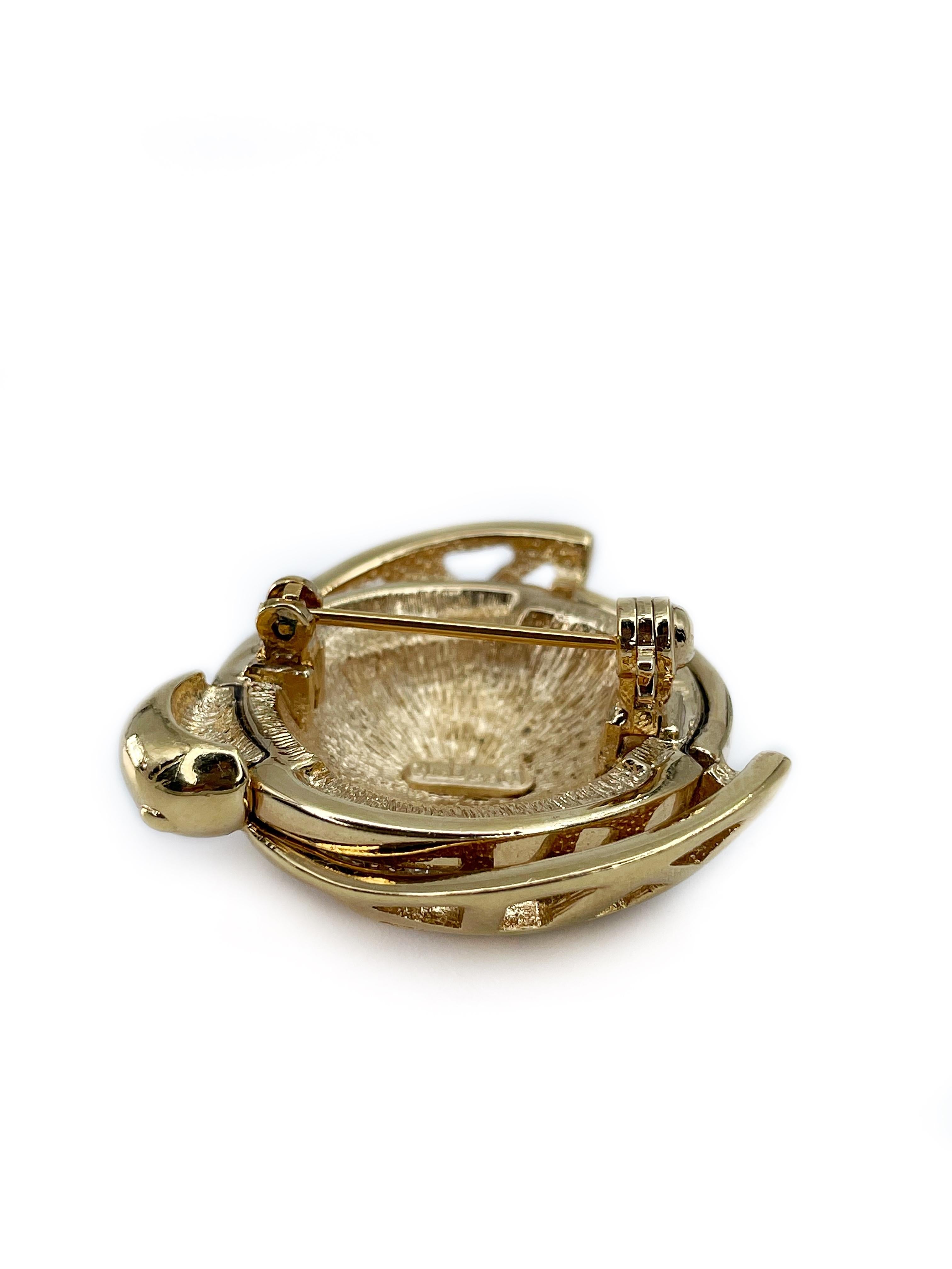 Contemporary Vintage Christian Dior Gold Tone Ladybug Rhinestone Pin Brooch