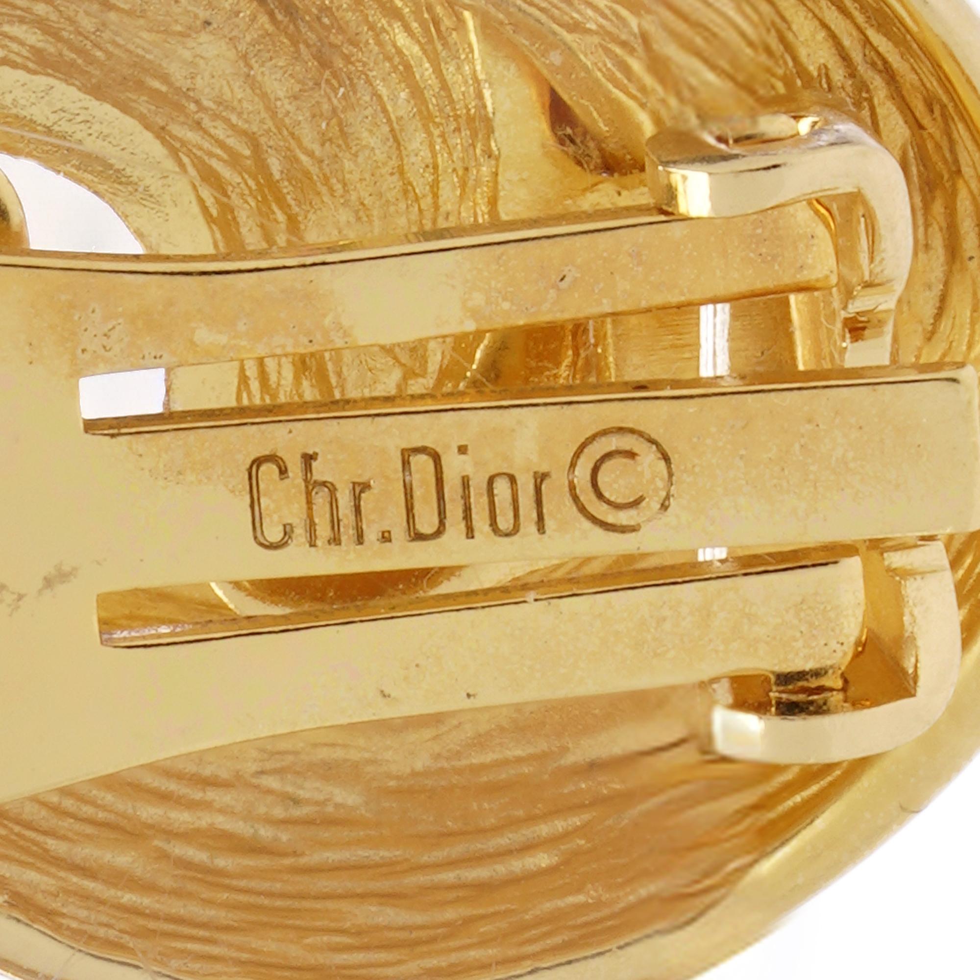Women's Vintage Christian Dior Gold-Tone Swirl Clip-On Earrings, Germany, 1980s For Sale